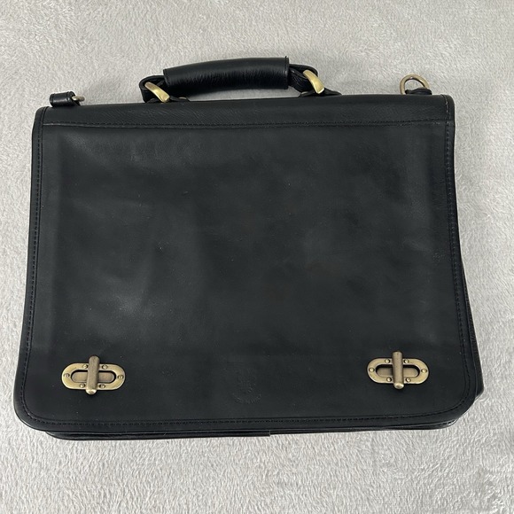 Vintage Italian Leather Soft Briefcase Made In Italy Black Missing Strap GUC